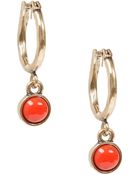 Lucky Brand Goldtone Hoop Coral Drop Earrings - Lyst