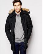 Esprit Parka With Faux Fur Hood - Lyst