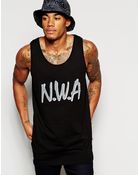 Asos Longline Tank With Nwa Print And Skater Fit - Lyst