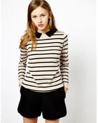 Oasis Stripe Jumper with Collar - Lyst