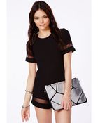 Missguided Tlicka Organza Panel Playsuit - Lyst