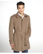 Kenneth Cole Khaki Belted Brushed Cotton Blend Trench Coat - Lyst