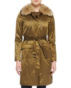 MICHAEL Michael Kors Shiny Furcollar Puffer Coat - Lyst