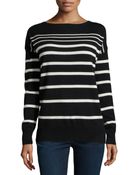 Halston Heritage Striped Knit Bateau Sweater - Lyst
