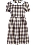 River Island Grey Check Contrast Collar Tea Dress - Lyst