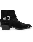 Mango Buckle Suede Ankle Boots - Lyst