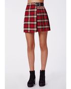 Missguided Mandi Pleated Tartan Skater Skirt Red - Lyst