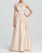 Aidan Mattox Gown - Cap Sleeve Tie Waist Taffeta Ball - Lyst