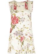 River Island Cream Floral Print Frill Hem Tunic - Lyst