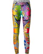 Versus Graphic Print Leggings - Lyst
