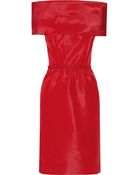 Oscar de la Renta Off-The-Shoulder Silk-Faille Dress - Lyst