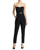 Milly Faux Leather-Trimmed Stretch Silk Jumpsuit - Lyst