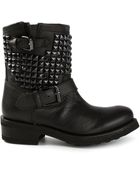 Ash Titan Studded Biker Boots - Lyst