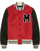 Moschino Leather-Paneled Wool-Blend Bomber Jacket - Lyst