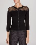 Karen Millen Cardigan - Sheer Lace Yoke Knit Collection - Lyst