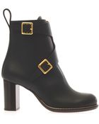 Chloé Double-buckle Leather Ankle Boots - Lyst
