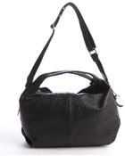 Furla Black Ostrich Embossed Leather Elisabeth Hobo - Lyst