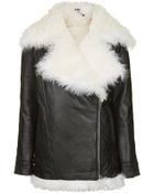 Topshop Shearling Biker Jacket By Boutique - Lyst