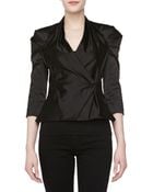 Donna Karan New York Stretch Satin Wrap Jacket Black - Lyst
