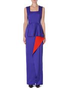 Roksanda Ilincic Sleeveless Satin Gown Peacock Tangerine - Lyst