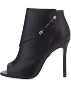 Badgley Mischka Julesa Leather Peep-Toe Bootie - Lyst