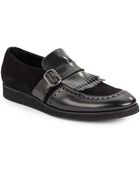 Emporio Armani Suede & Leather Loafers - Lyst