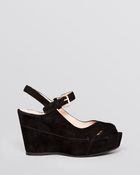 Stuart Weitzman Peep Toe Platform Wedge Pumps Turnover - Lyst
