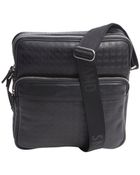 Ferragamo Black Leather Gancini Print Messenger Bag - Lyst