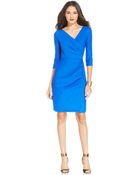 Alex Evenings Petite Cascade Ruffle Faux-Wrap Dress - Lyst