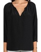 Joie Balisa Polka Dot Silk Blouse in Black - Lyst