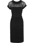 Oscar de la Renta Bouclã©-Wool And Chiffon Dress - Lyst