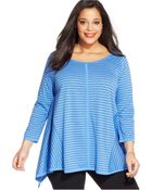 Jones New York Signature Plus Size Striped Handkerchief-Hem Top - Lyst