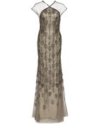Lela Rose Feather Medallion Embroidered Gown - Lyst