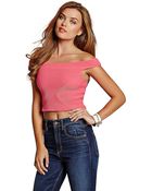 Guess Off The Shoulder Crop Top - Lyst