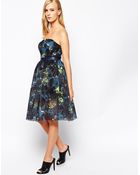 Three Floor In Motion Strapless Dress in Printed Mesh - Lyst