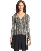 Diane von Furstenberg Dvf Behati Metallic Knit Wrap Top - Lyst