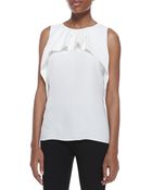 Halston Heritage Ruffled-Drape Sleeveless Top - Lyst