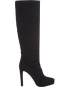 Prada Suede Platform Knee Boots - Lyst