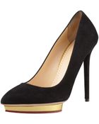 Charlotte Olympia Debbie Suede Heart-Platform Pump - Lyst