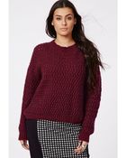 Missguided Plus Size Chunky Knit Jumper Oxblood - Lyst