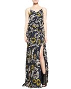 Burberry Prorsum Scroll And Floral Printed Evening Gown - Lyst