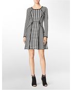 Calvin Klein Houndstooth Long Sleeve Sweater Dress - Lyst