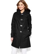 London Fog Hooded Clip-Front Jacket - Lyst