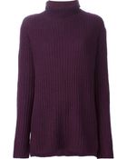 Ann Demeulemeester Turtleneck Ribbed Sweater - Lyst