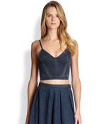 Rachel Comey Cutoutback Denim Cropped Top - Lyst