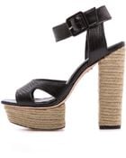 Alice + Olivia Alice + Olivia Tori Ankle Strap Sandals - Black/Natural - Lyst