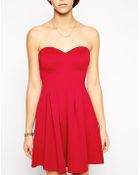 Asos Exclusive Mini Bandeau Dress In Scuba With Seam Detail - Lyst