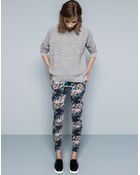 Pull&Bear Floral-Print Skinny Trousers - Lyst