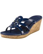 Cole Haan Shayla Patent Thong Wedge Sandal - Lyst