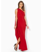 Lauren by Ralph Lauren One-Shoulder Jersey Gown - Lyst